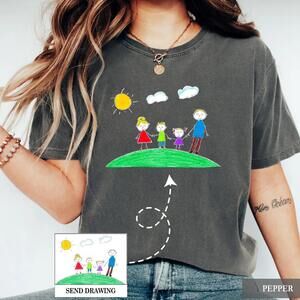 Custom Kids Drawing Shirt Child Artwork T Shirt, Personalized Drawing Tee